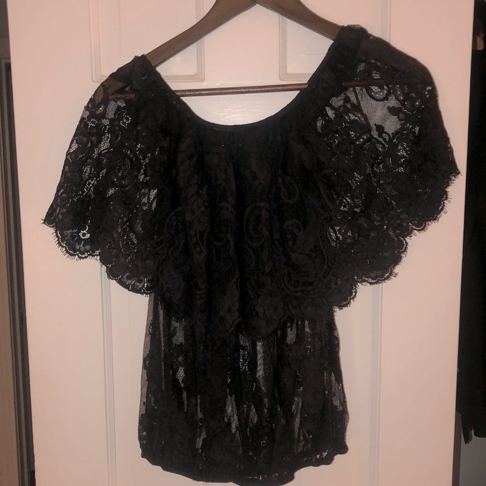 FREE PEOPLE Ethereal Seniorita Black XS/S Lace Top